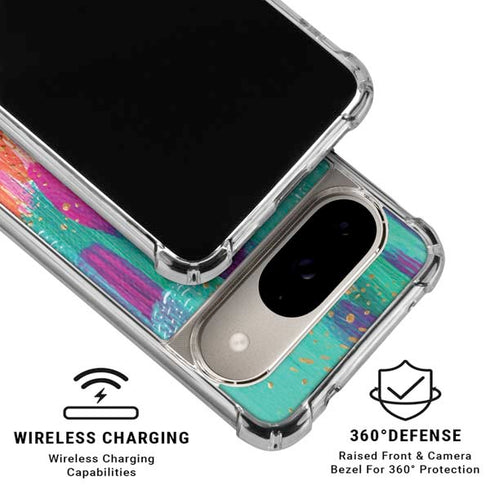 Turquoise Brush Stroke by Etta Vee Google Pixel 10 Clear Case